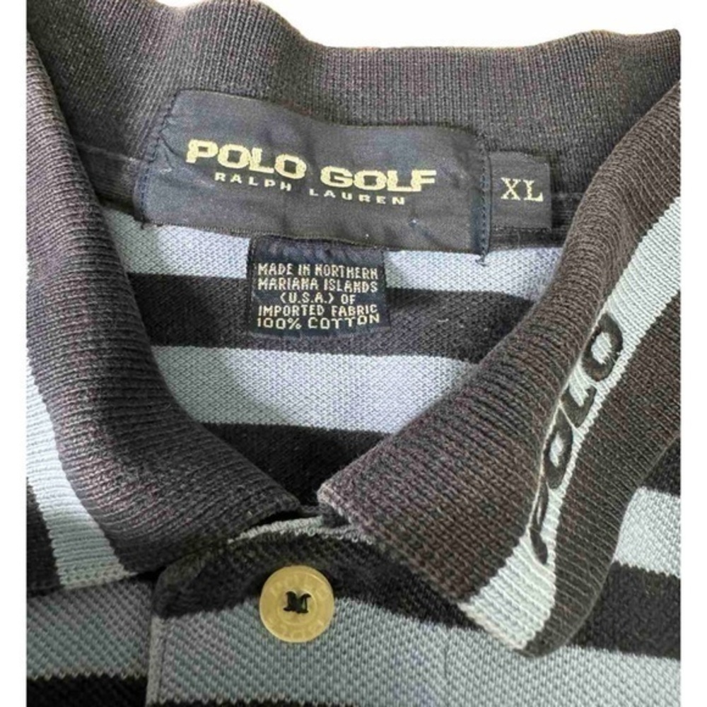 Vtg Ralph Lauren Polo XL Golf Blue Stripe 100% Pima Cotton RL Logo - Picture 3 of 3